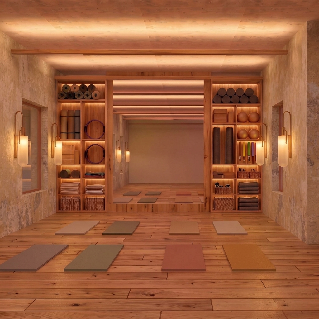 Espacio de wellbeing de Hanworth Park House en Londres, diseñado para prácticas de yoga y bienestar.