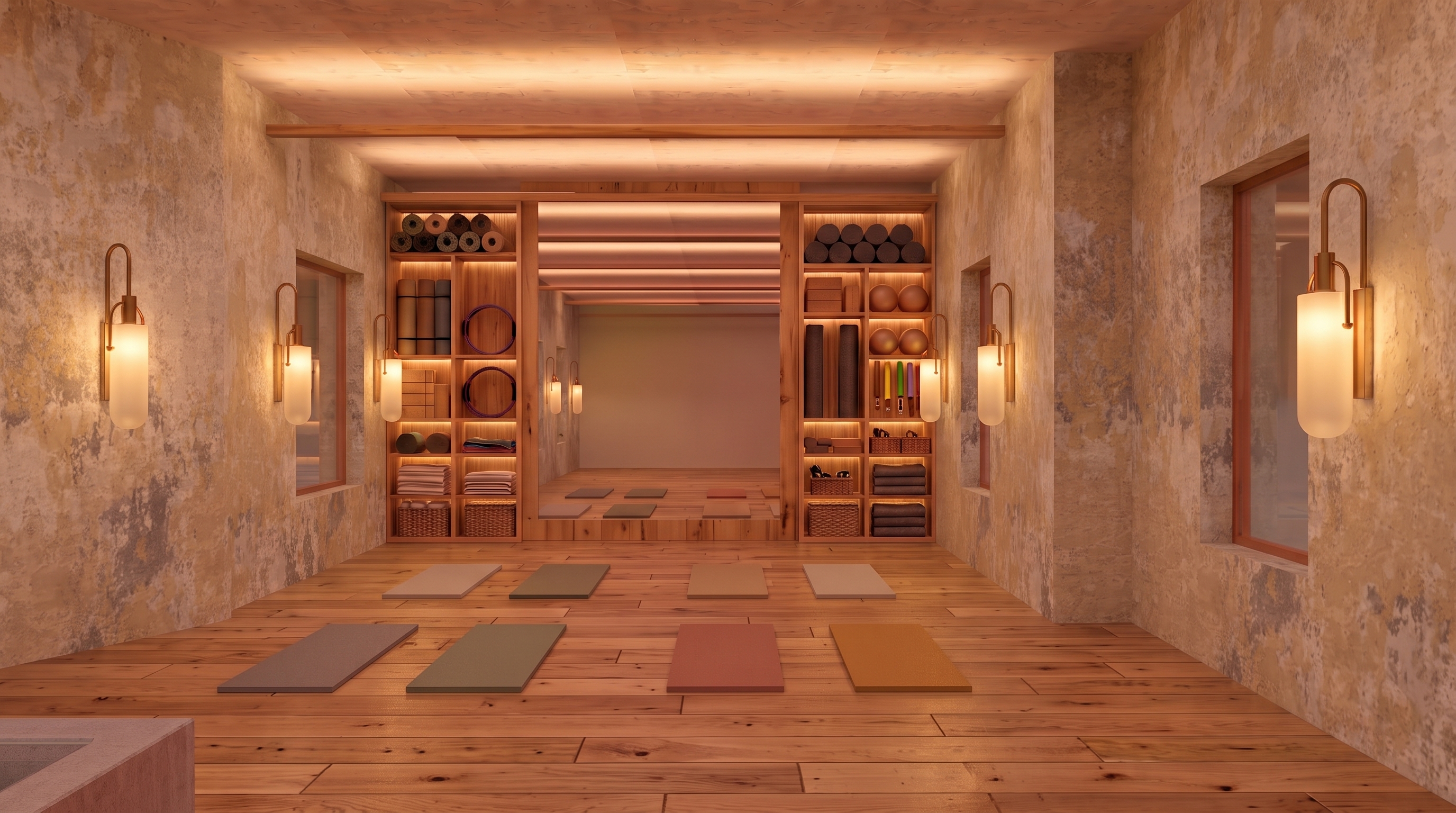 Espacio de wellbeing de Hanworth Park House en Londres, diseñado para prácticas de yoga y bienestar.
